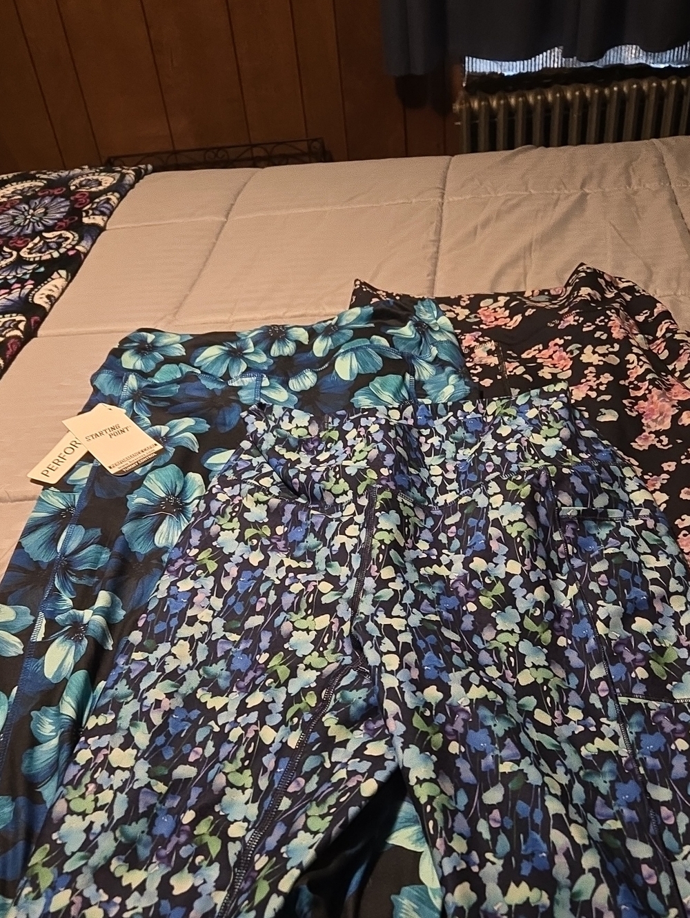 Xhilaration Floral Track Pants Trio - Blue, Aqua & Black